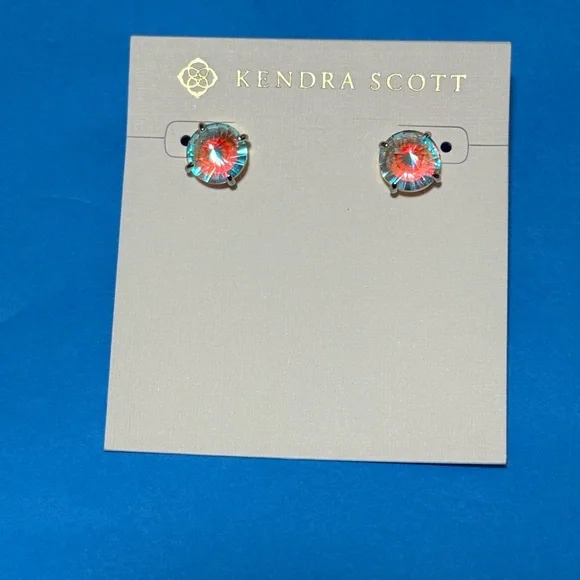 NWT Kendra Scott Silver Jolie Stud Earrings in Dichroic Glass - Picture 5 of 8